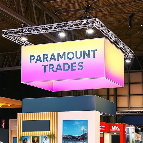 fabric frame square frame at trade show